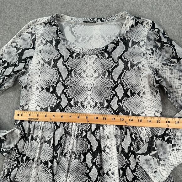 Jodifl Snake Print Mini Dress Women's Small Gray Long Sleeve Round Neck - Picture 6 of 8
